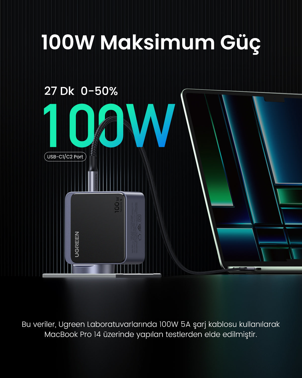 UGREEN Nexode S 100W 4 ports Chargeur rapide GaN EU — 35043 — vue 2