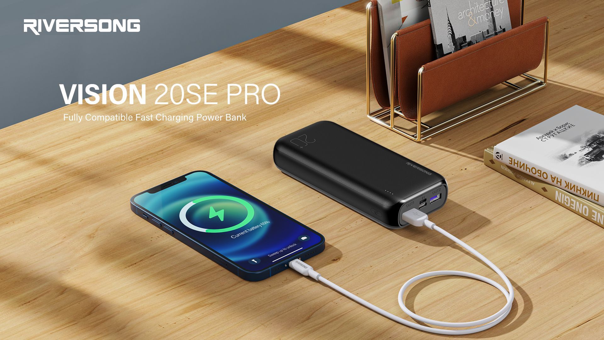 RiverSong Vision 20SE 20 000 mAh Power Bank, Noir