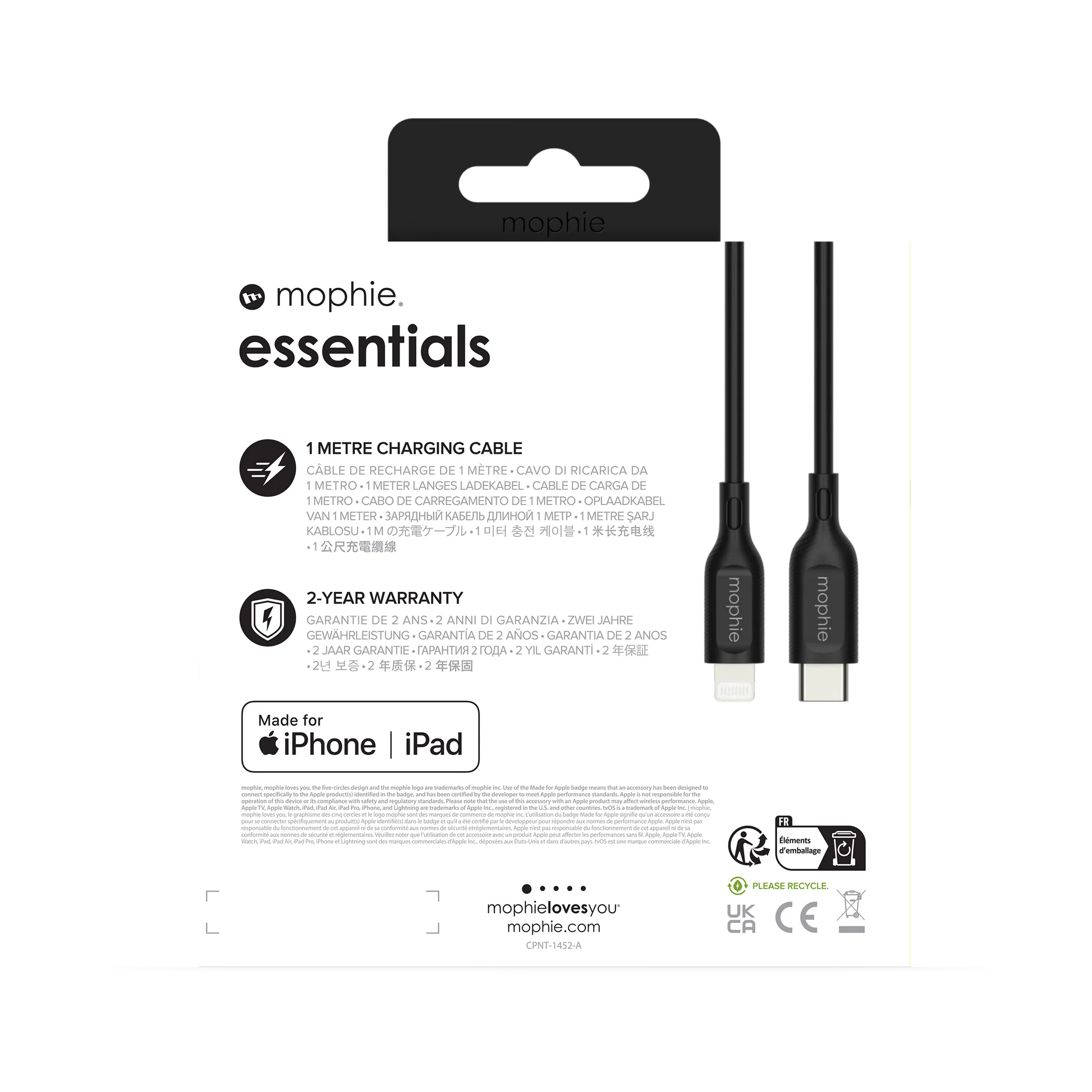 Mophie Essentials USB-C vers Lighting 1 mètre