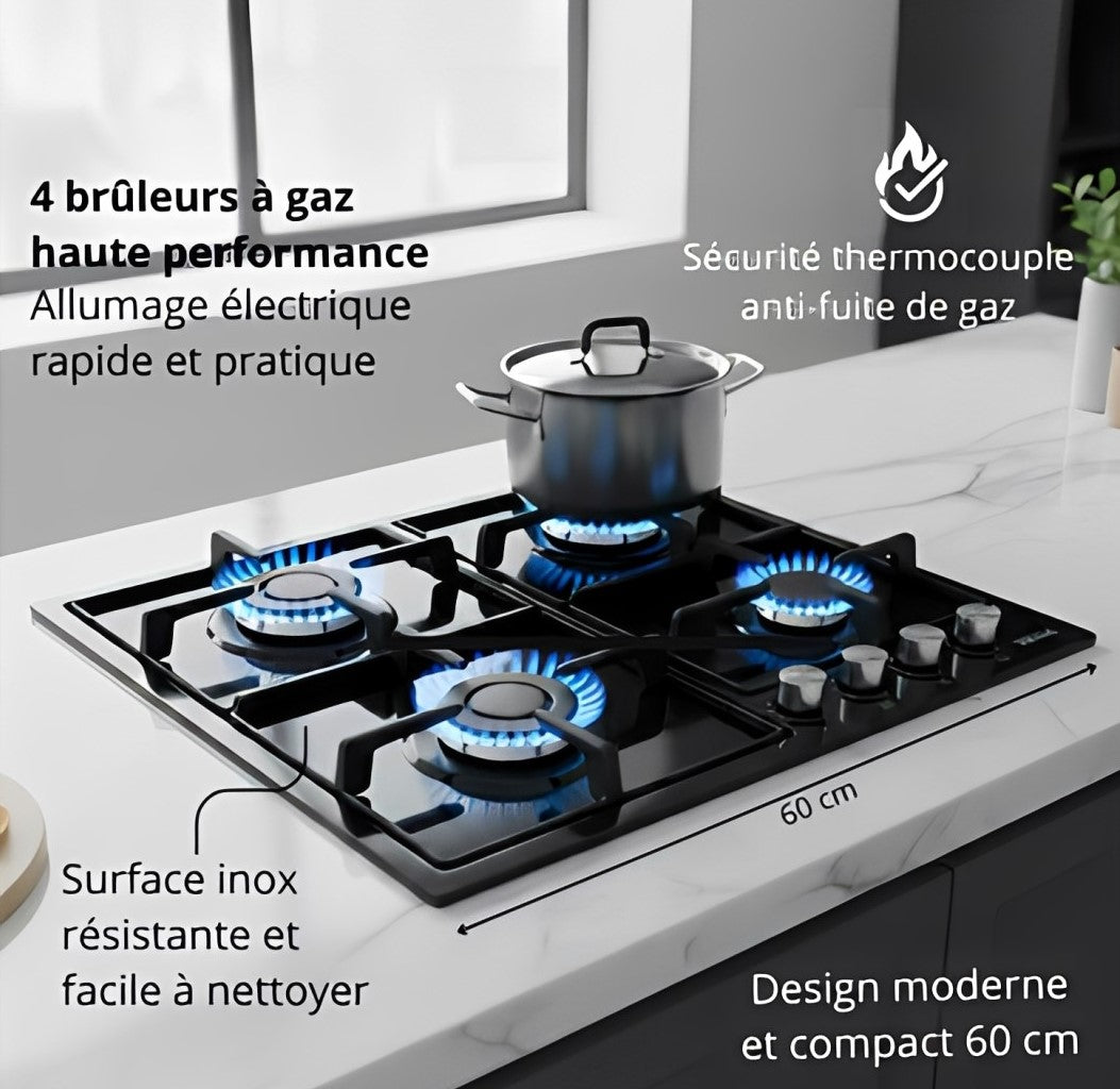 PLAQUE À GAZ KROLER PGE -60-640IN 4BURLEURS Inox