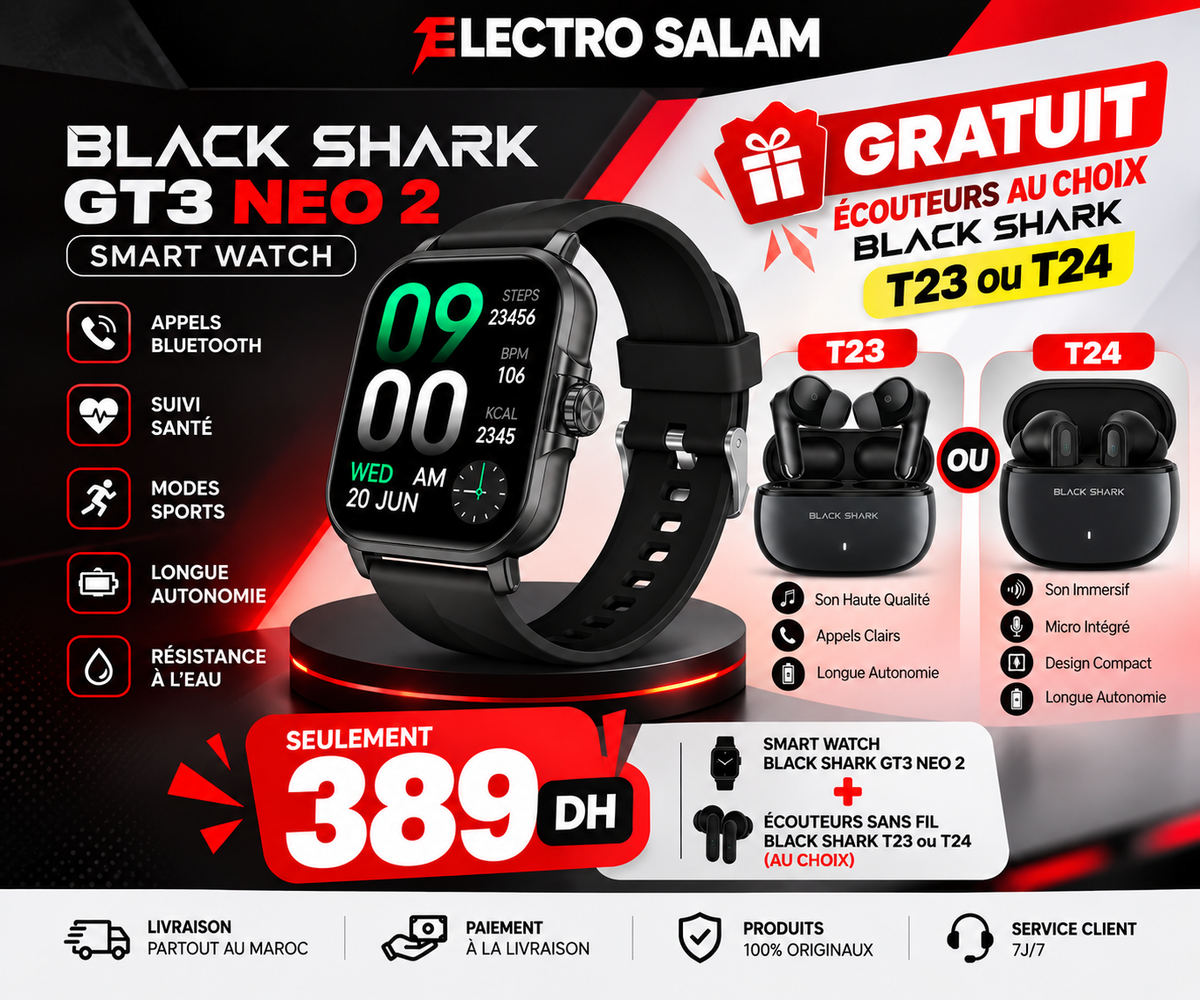 PACK PROMO **Black Shark GT3 Neo 2 + Écouteurs Black Shark T23 ou T24 OFFERTS 🎁