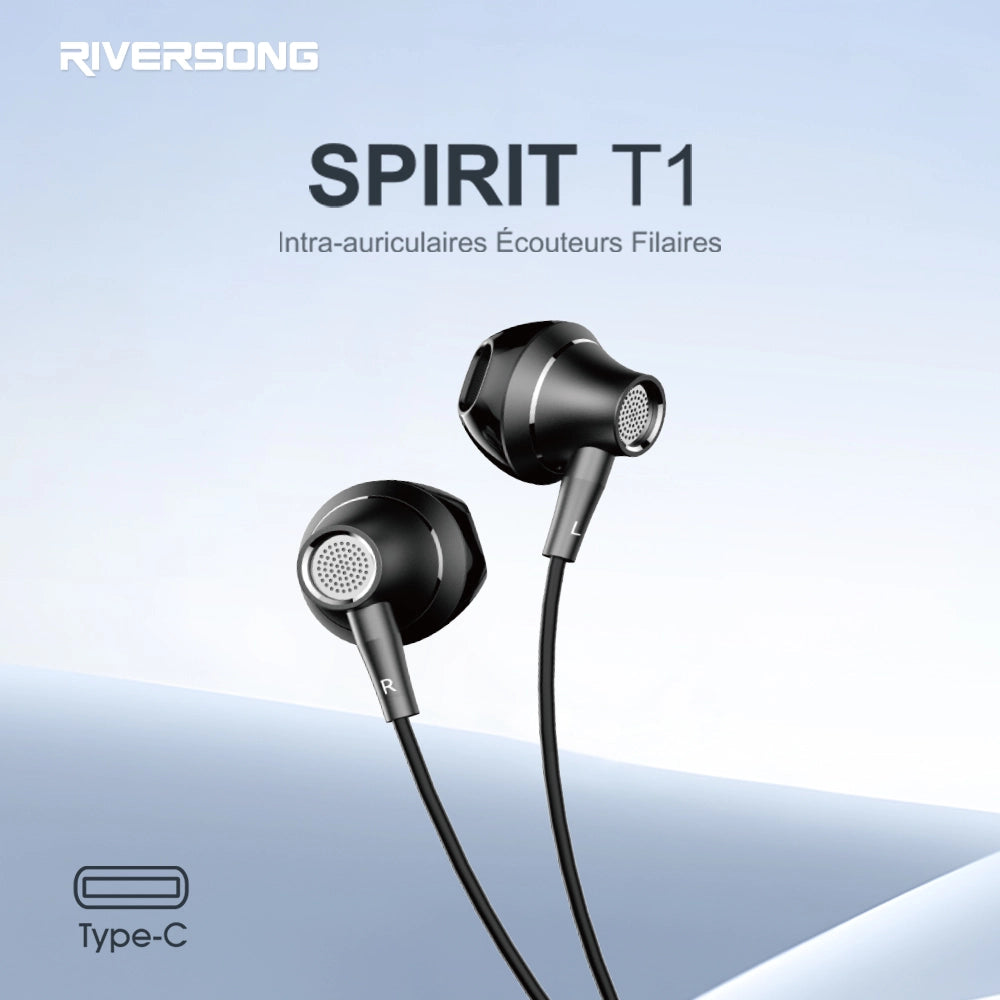 Riversong Spirit T1 – Écouteurs USB-C avec son stéréo HD