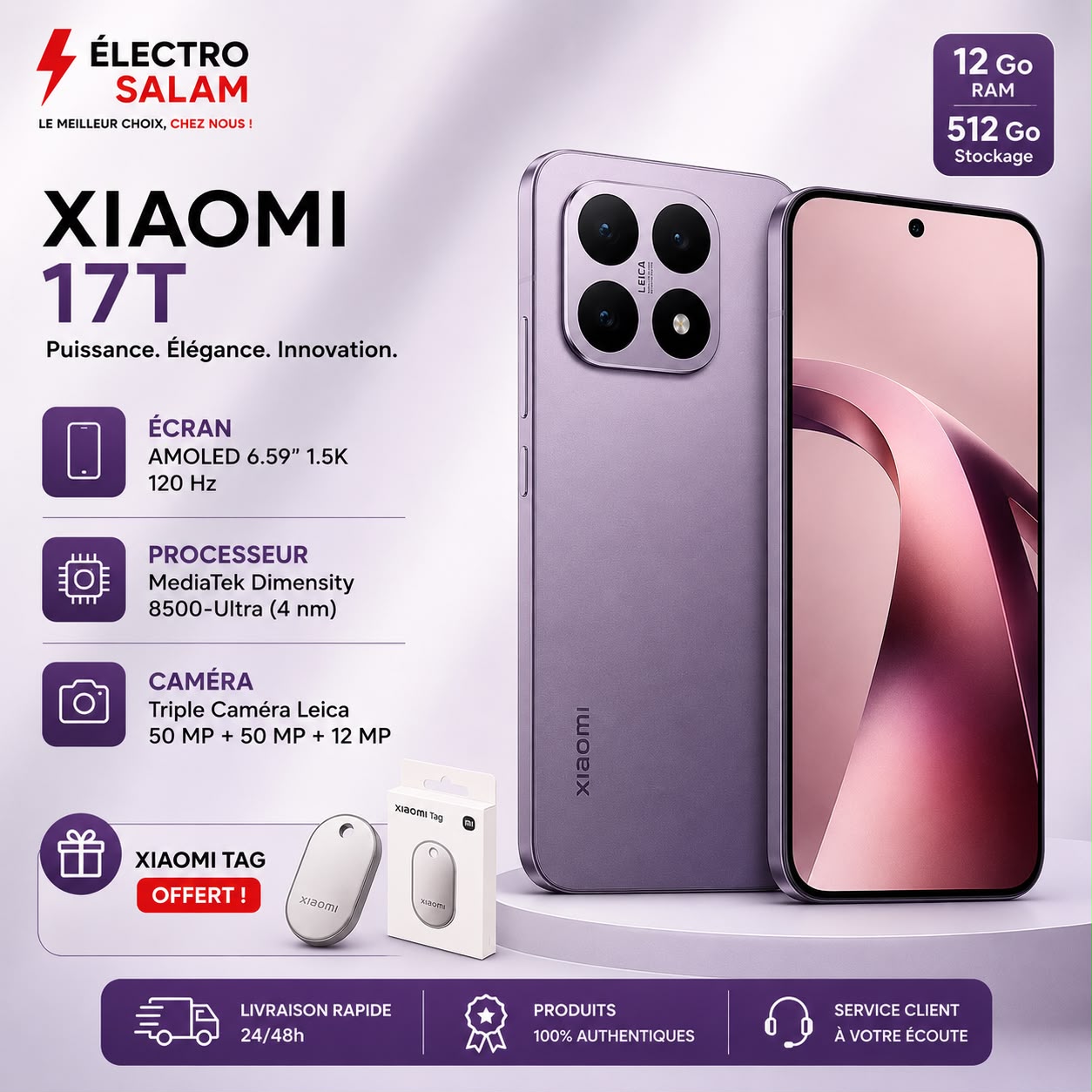 Xiaomi 17T (12 /512) +Xiaomi Tag offert