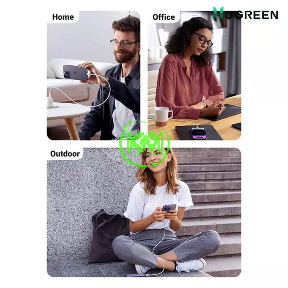 UGREEN USB-C vers USB-C Câble tressé à charge rapide PD 5A max. 1m — 65249 — vue 4