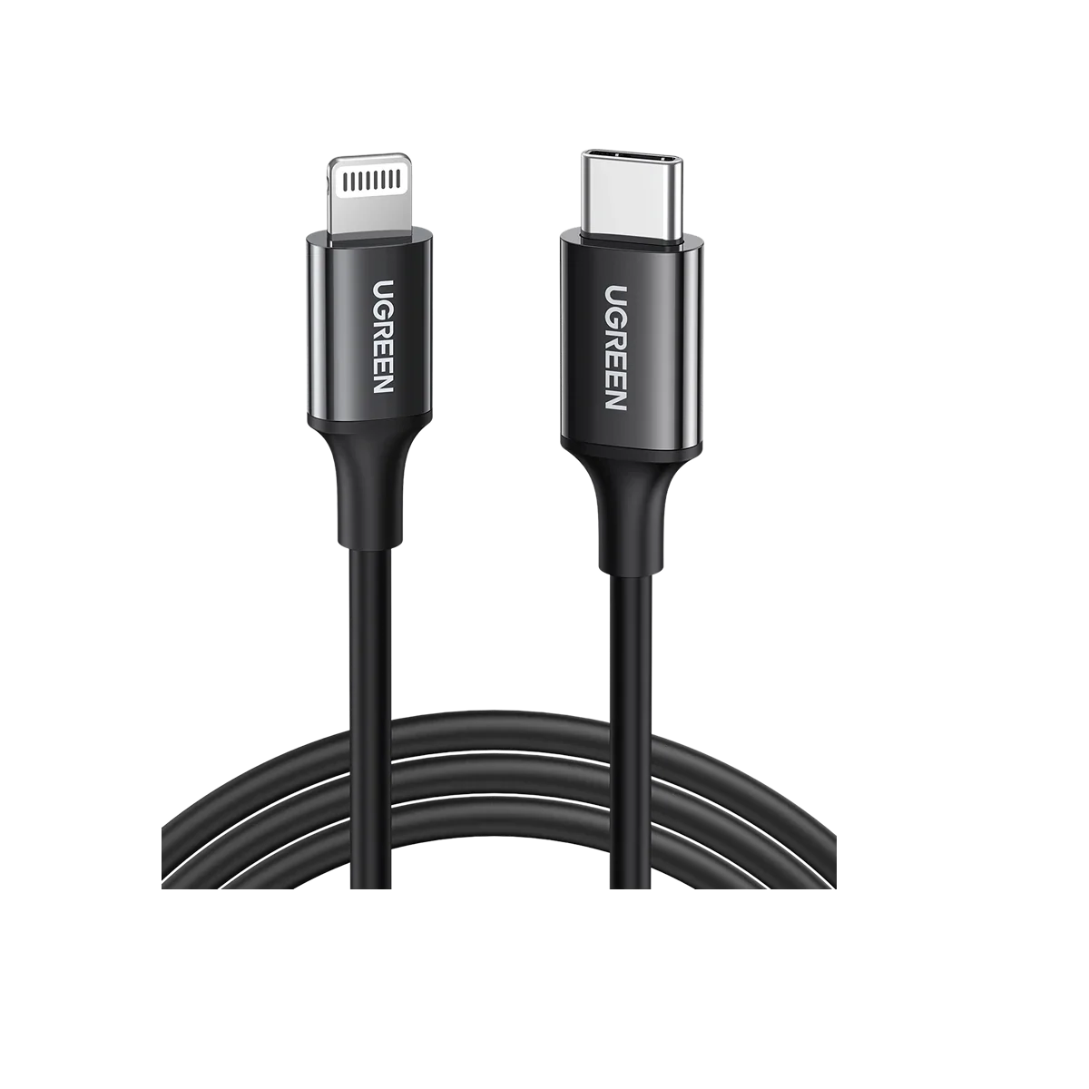 UGREEN USB-C vers Lightning Câble mâle/mâle connecteurs nickelés, coque ABS 1m (Noir) — 60751 — vue 1