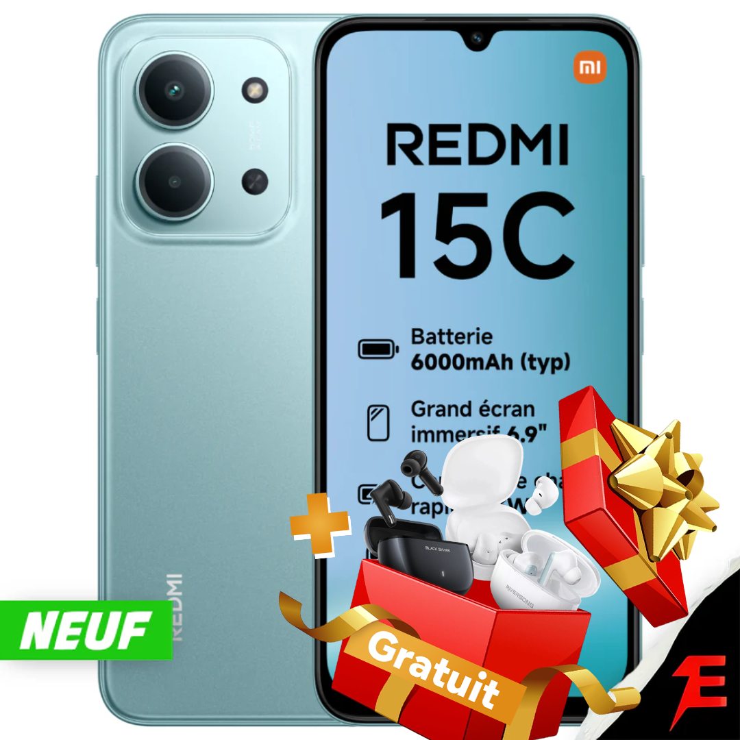 Redmi 15C (6/128)(Neuf Boîte fermée)+ Écouteurs sans fil gratuits 🎁
