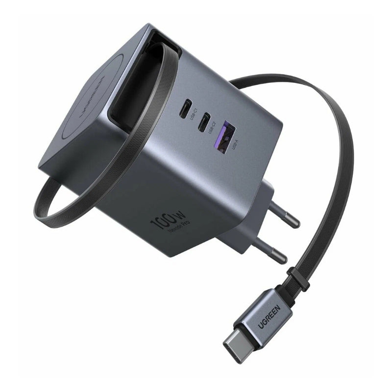 UGREEN 100W Chargeur rapide GaN avec câble rétractable — 65828 — vue 3