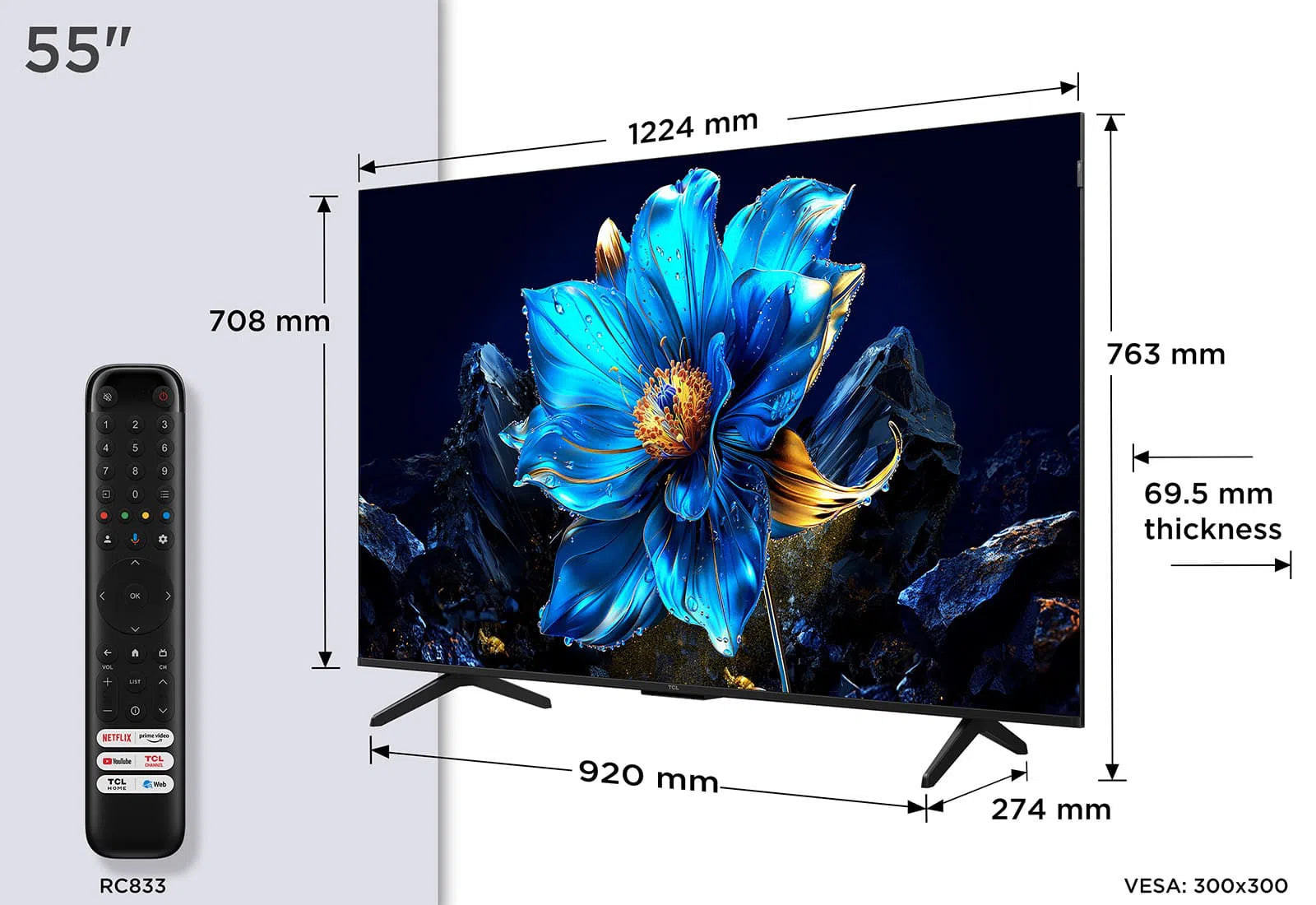 TCL 55" QLED 4K Google TV – 55P7K