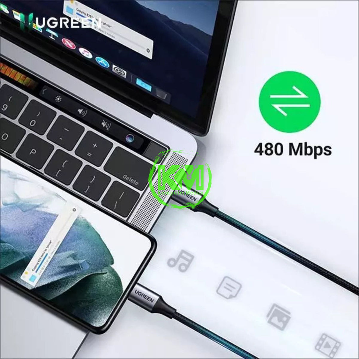 UGREEN USB-C vers USB-C Câble tressé à charge rapide PD 5A max. 1m — 65249 — vue 3