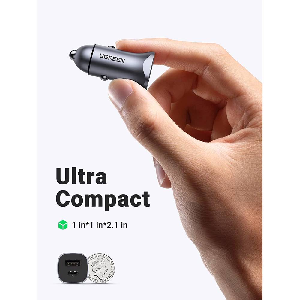 UGREEN A+C Chargeur voiture double port PD30W+SCP22.5W — 40858 — vue 2