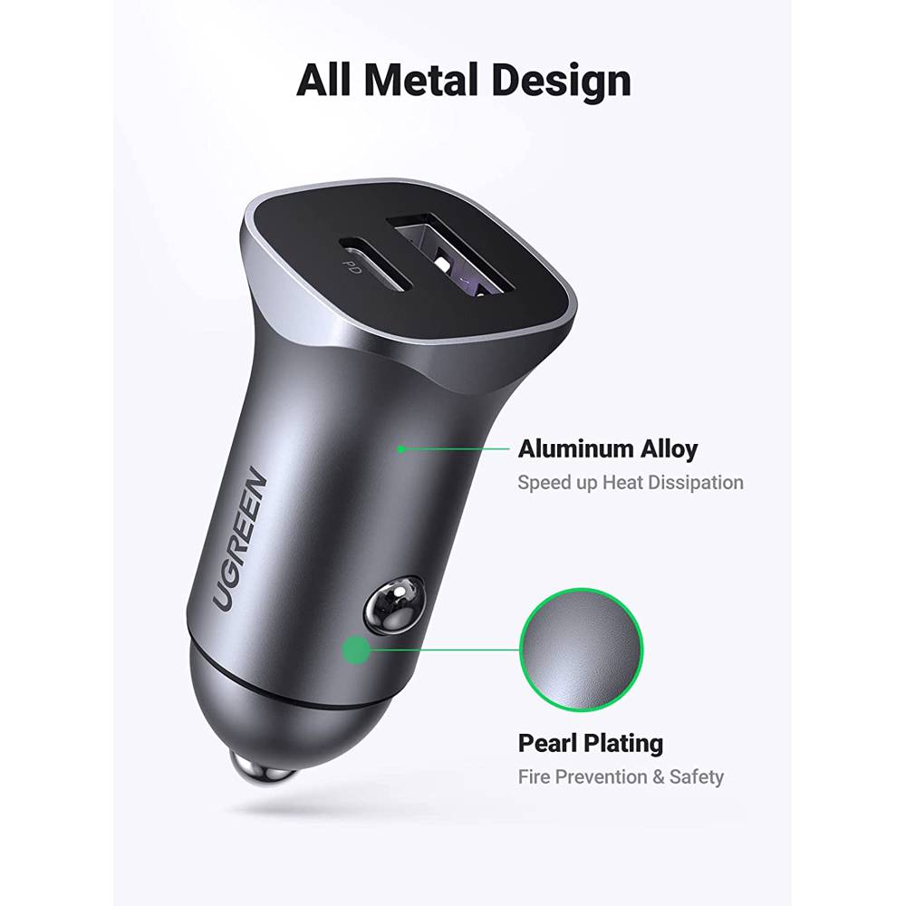 UGREEN A+C Chargeur voiture double port PD30W+SCP22.5W — 40858 — vue 3