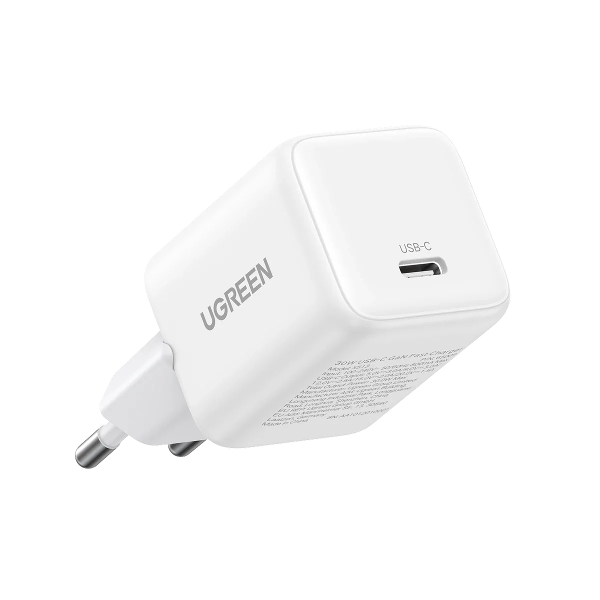 UGREEN 30W USB-C Chargeur rapide GaN Blanc EU — 65009 — vue 1