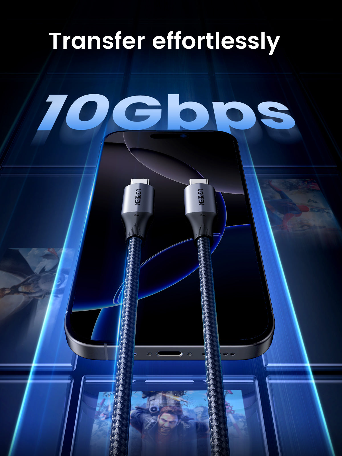 UGREEN USB 3.2 Gen 2 Câble Noir 1m — 80150 — vue 4