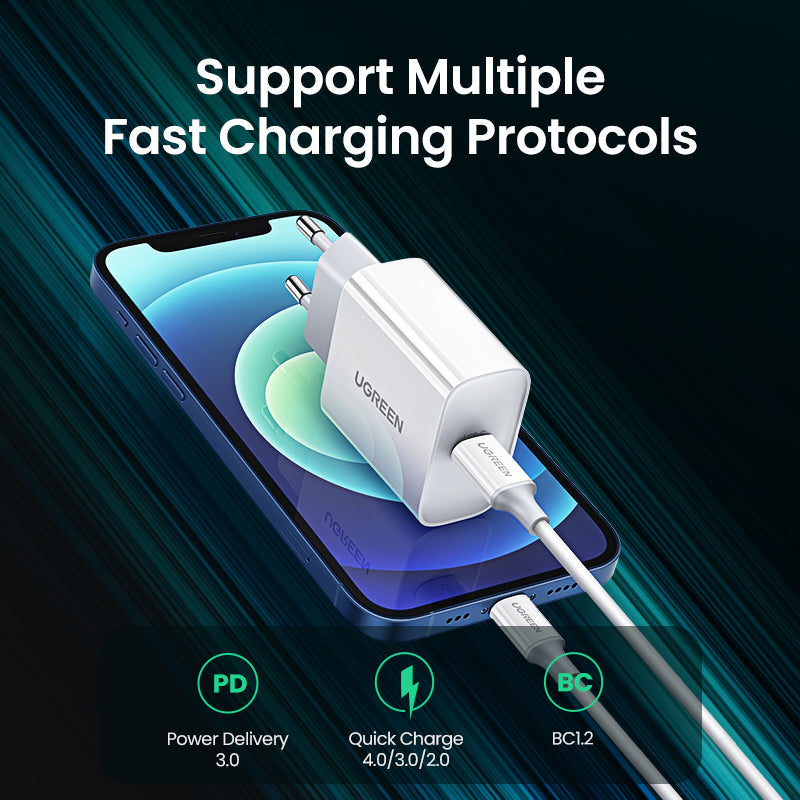 UGREEN Chargeur secteur rapide avec PD 20W EU (Blanc) — 60450 — vue 2