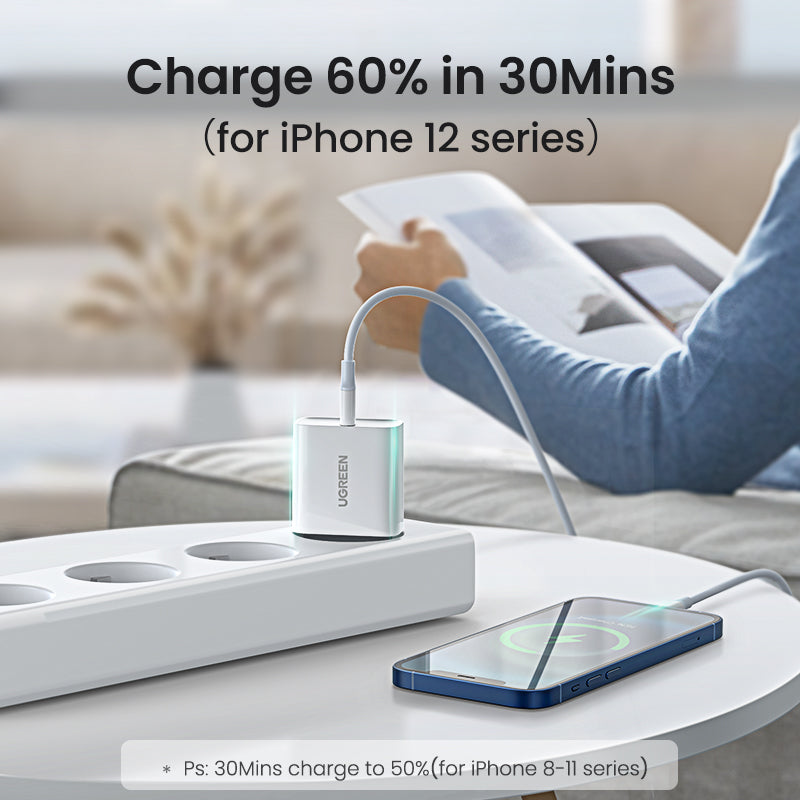 UGREEN Chargeur secteur rapide avec PD 20W EU (Blanc) — 60450 — vue 3