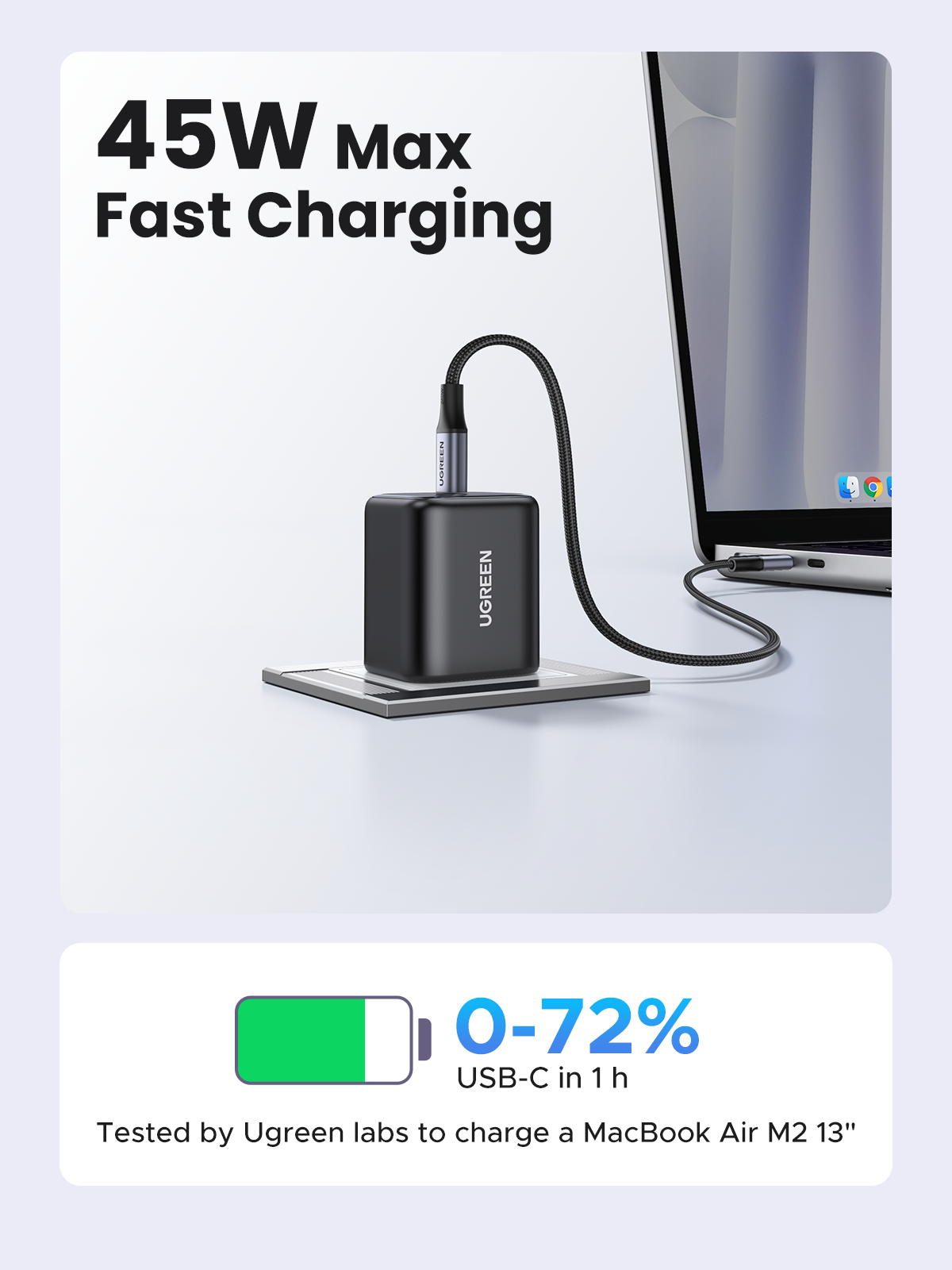 UGREEN 45W USB-C Chargeur rapide GaN EU — 65052 — vue 2