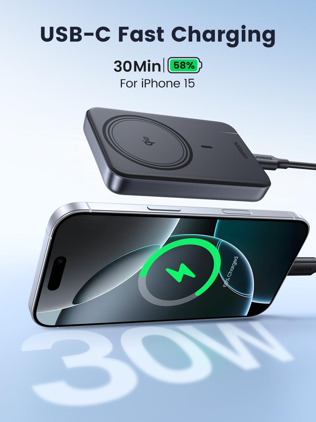 UGREEN 10000mAh Batterie externe magnétique sans fil — 45763 — vue 3