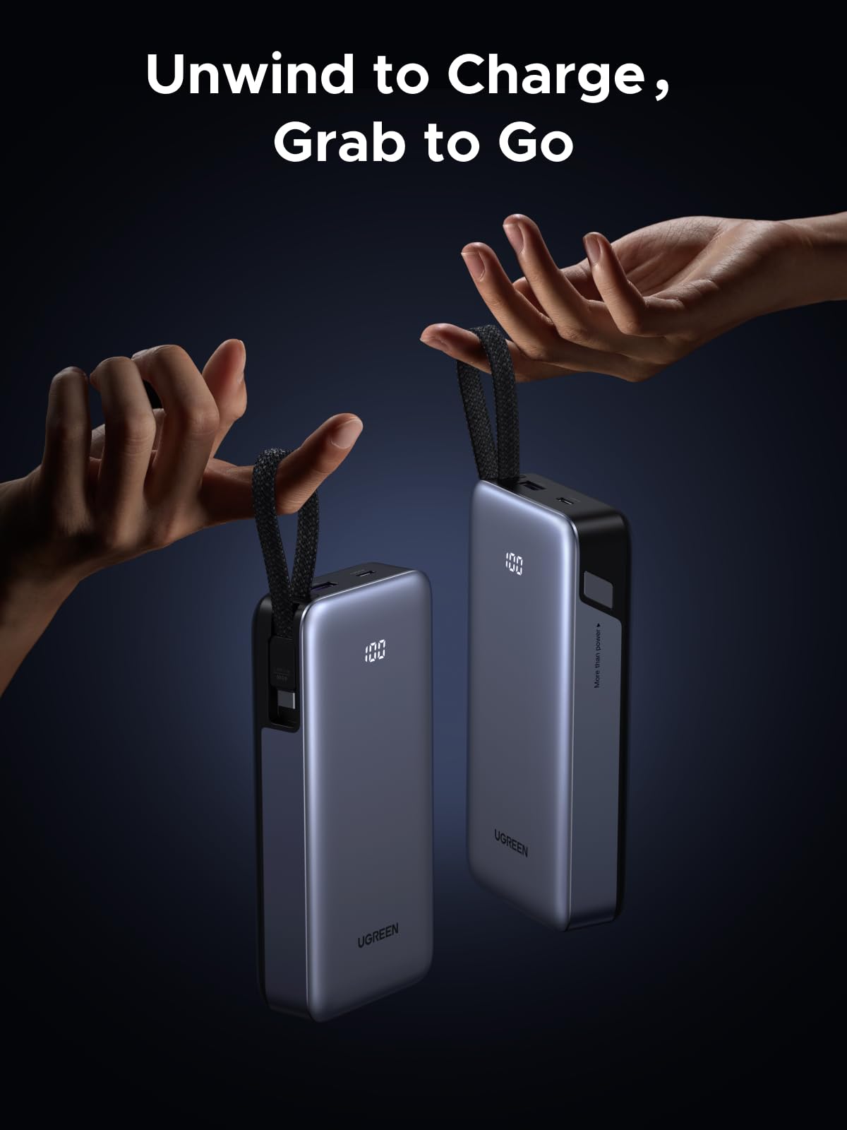 UGREEN 45W Batterie externe avec câble intégré — 55988B — vue 4