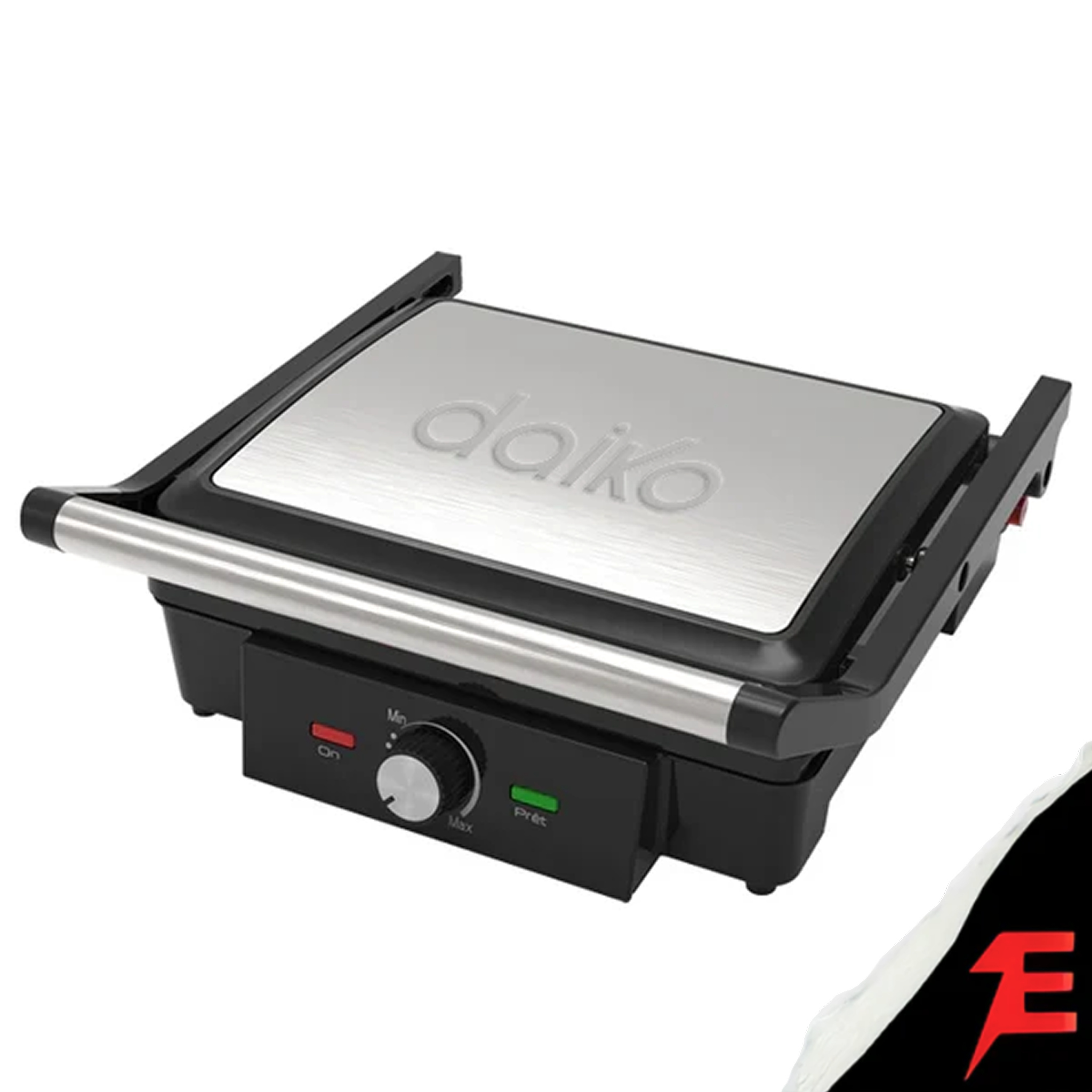 Daiko Grill panini en acier inoxydable Ouverture à 90° et 180°