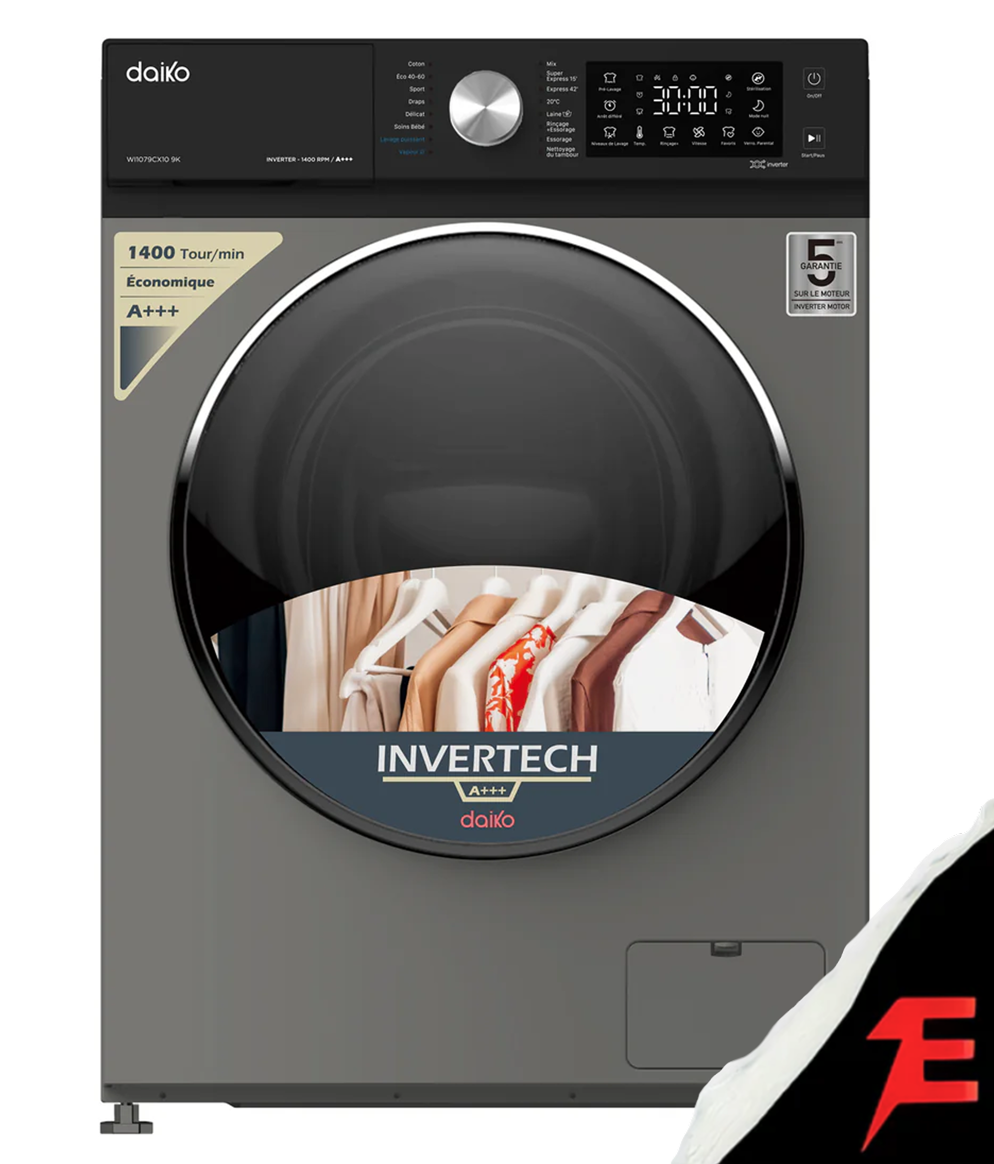 Daiko Machine à laver 10kg A+++ Technologie Inverter