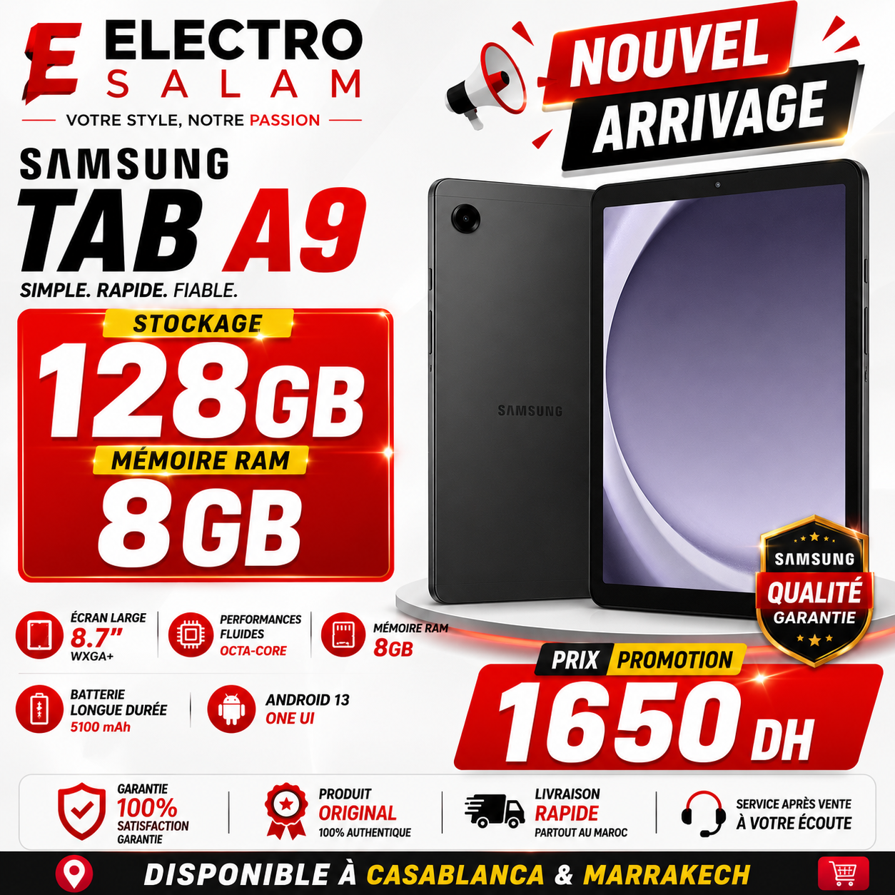 Galaxy Tab A9 (8/128) (Neuf Boîte fermée)