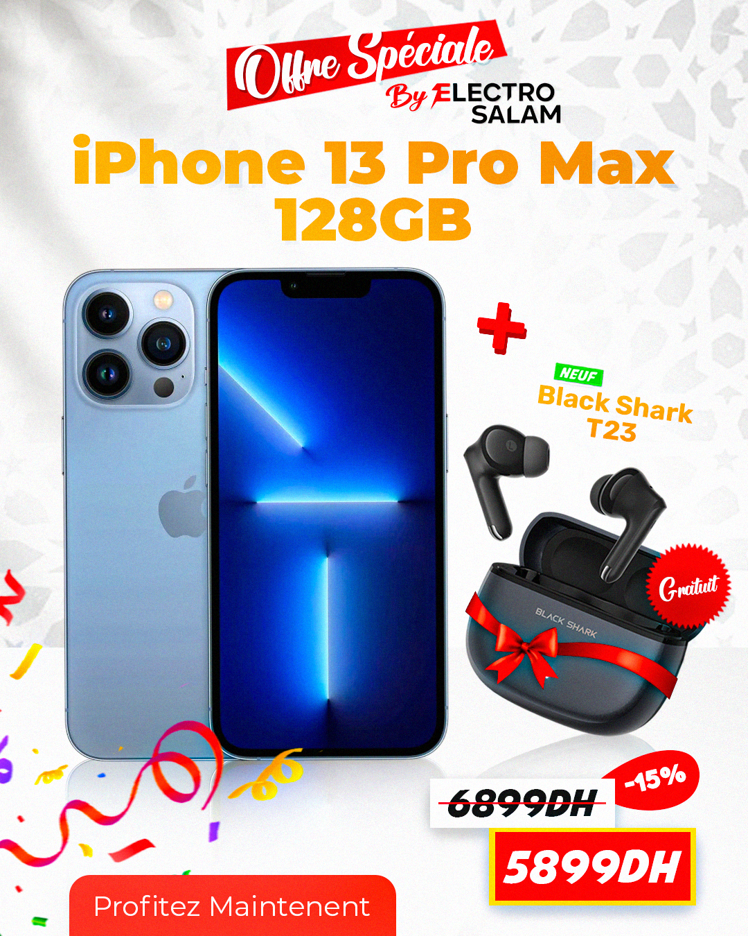 iPhone 13 Pro Max 128Gb (Comme Neuf) +  Black Shark T23 ( cadeau )🎁