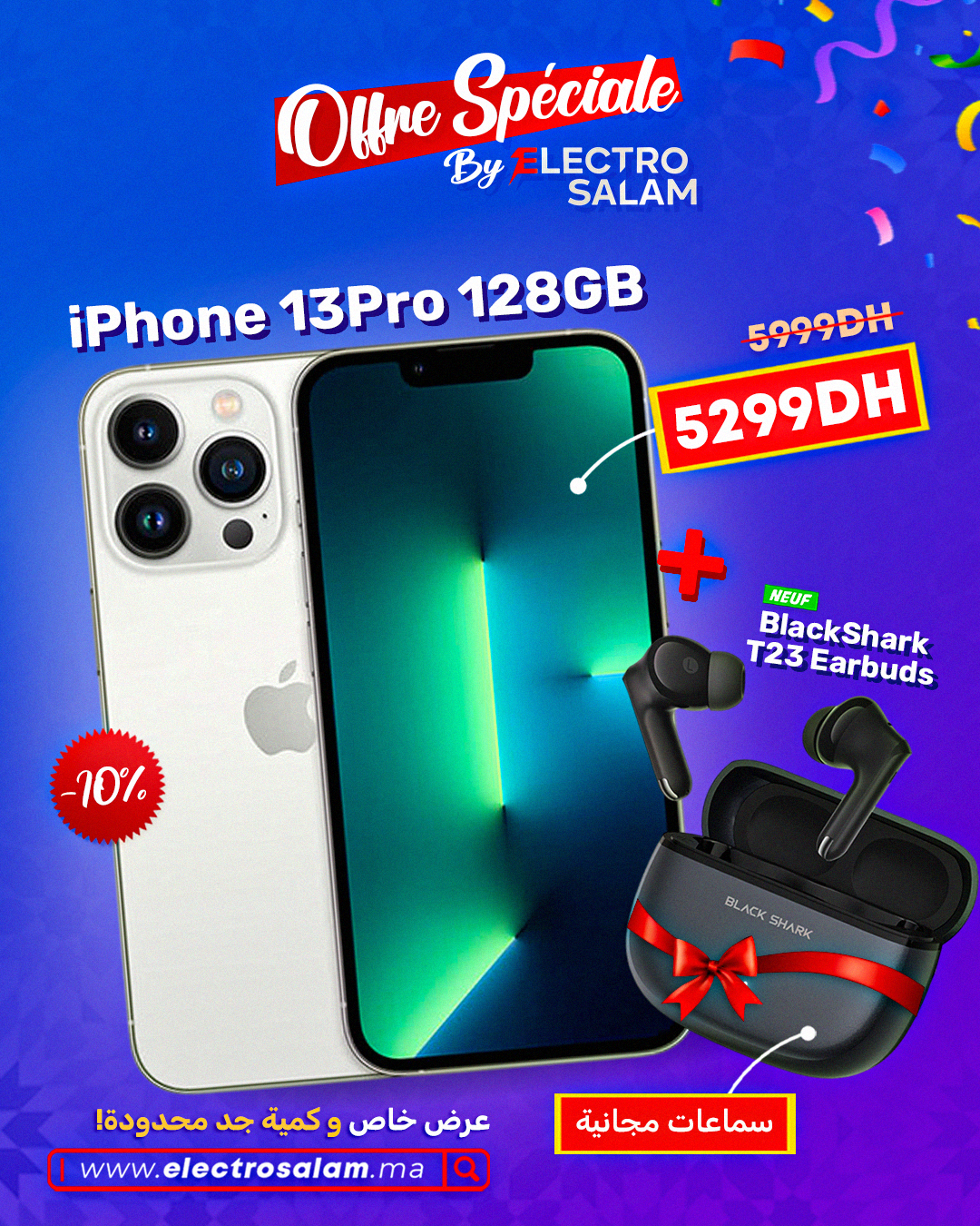 iPhone 13 Pro 128Gb (Comme Neuf)+ Black Shark T23 ( cadeau )🎁