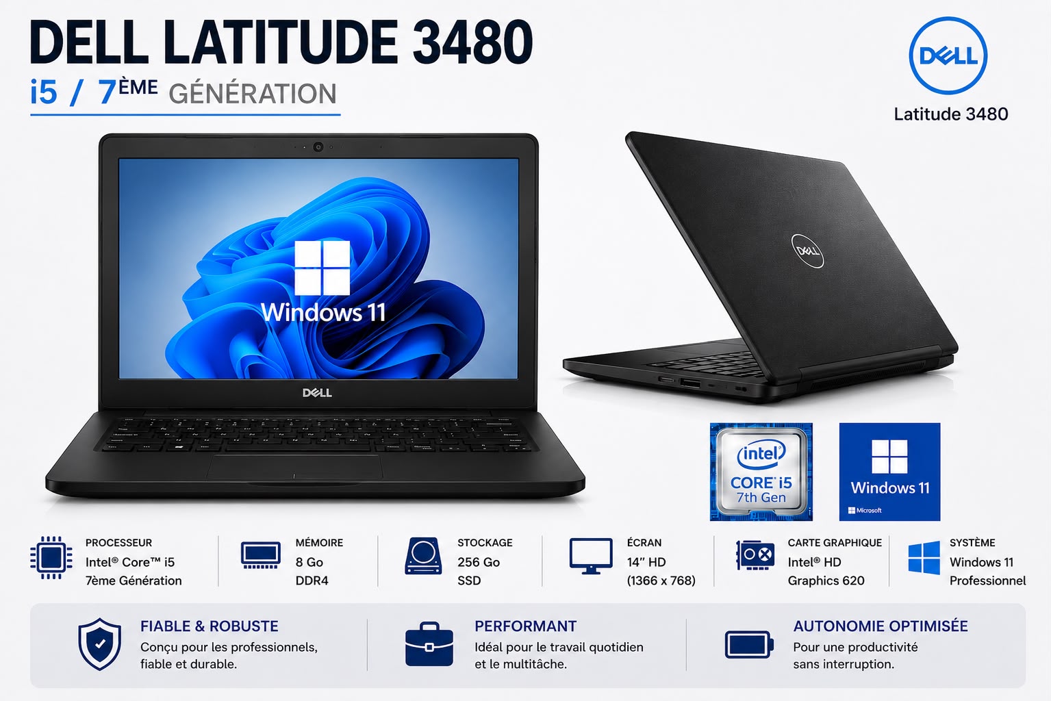 Dell Latitude 3480 i5/7éme (8/256)-Occasion