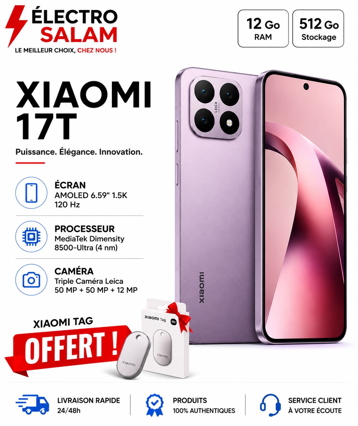 Xiaomi 17T (12 /512) +Xiaomi Tag offert